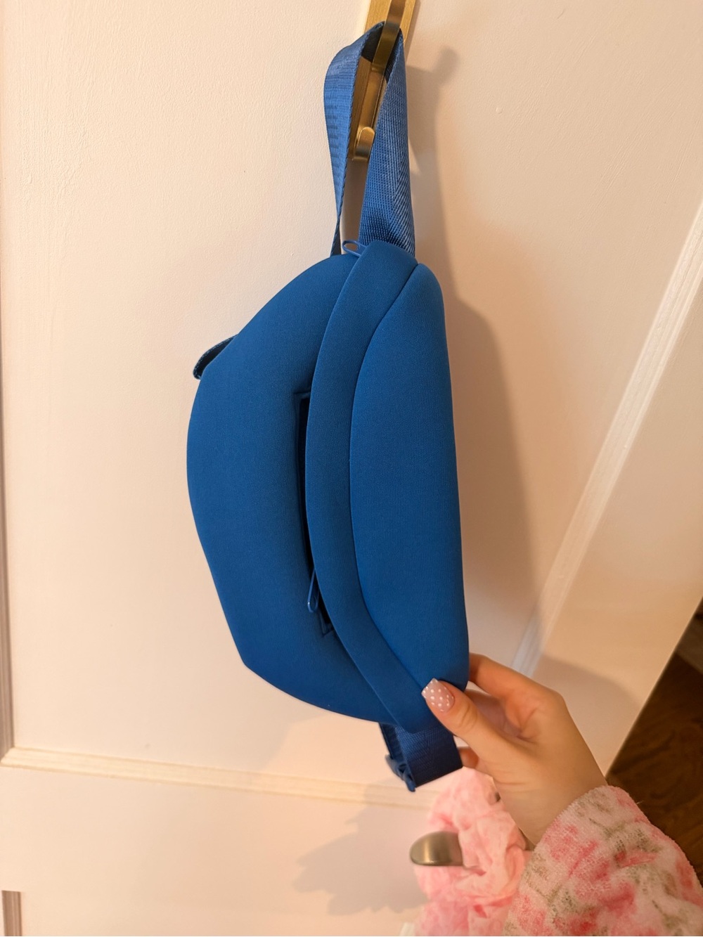 Blue Neoprene Crossbody Belt Bag